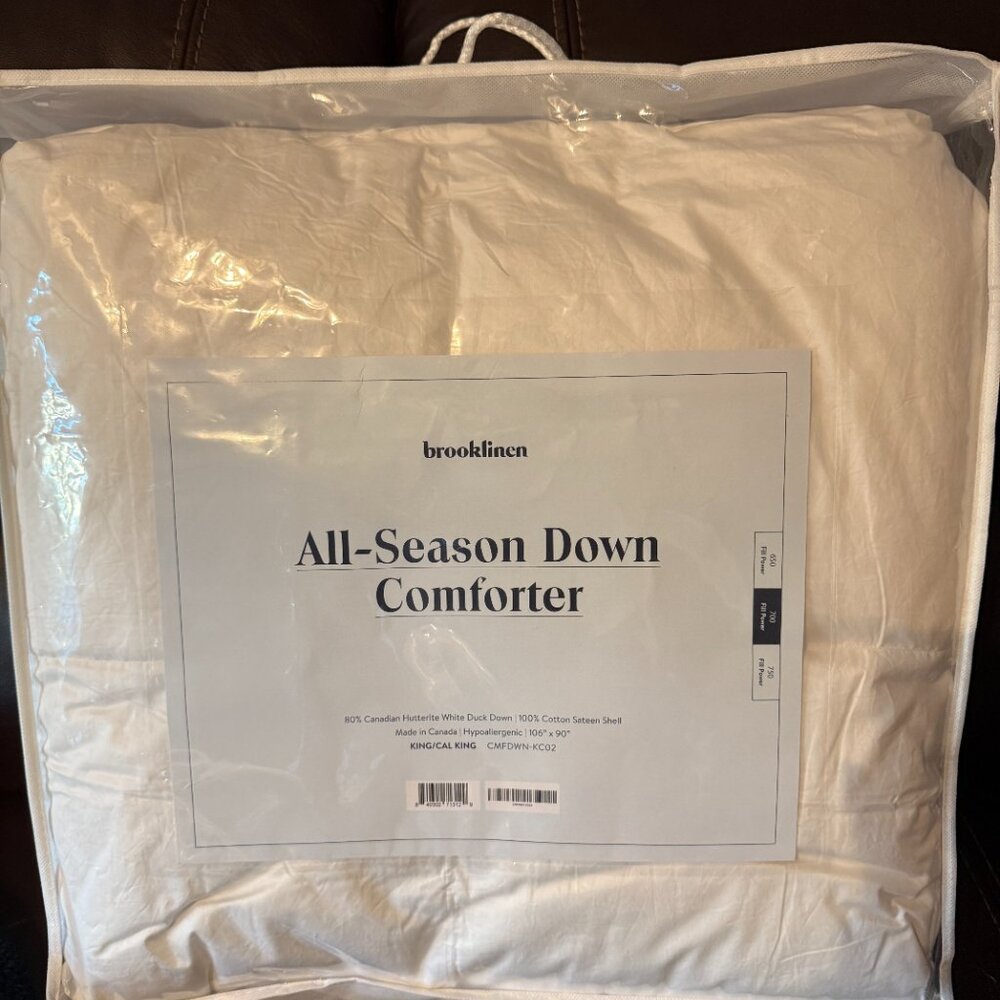 Brooklinen All-Season Down Comforter – King, White (Brand New)